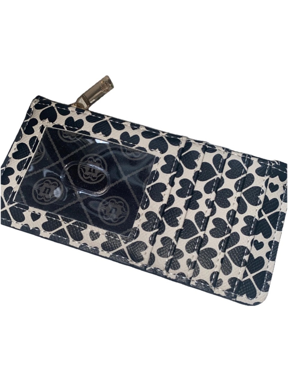 Nanette Lepore Hearts ID card Holder Coin Purse black & white